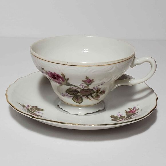 Moss Rose Teacup and Saucer Vintage - Picture 8 of 8